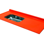 MESADA C/ BACHA IZQUIERDA DE ACERO 1.40 mts "ROJO"