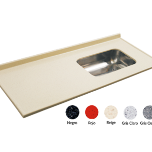 MESADA C/ BACHA DERECHA DE ACERO 1.20 mts "BEIGE" DURAFORT