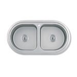 [76886]-BACHA SEMICIRCULAR DOBLE ENCASTRABLE LUJO 86x43x20 Acero 304 18/10 ENCA MI PILETA